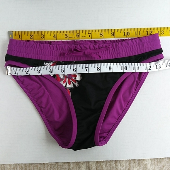 Athleta Paisley Floral Two Piece Bikini Set XS Black Purple Magenta Boho - Picture 14 of 14